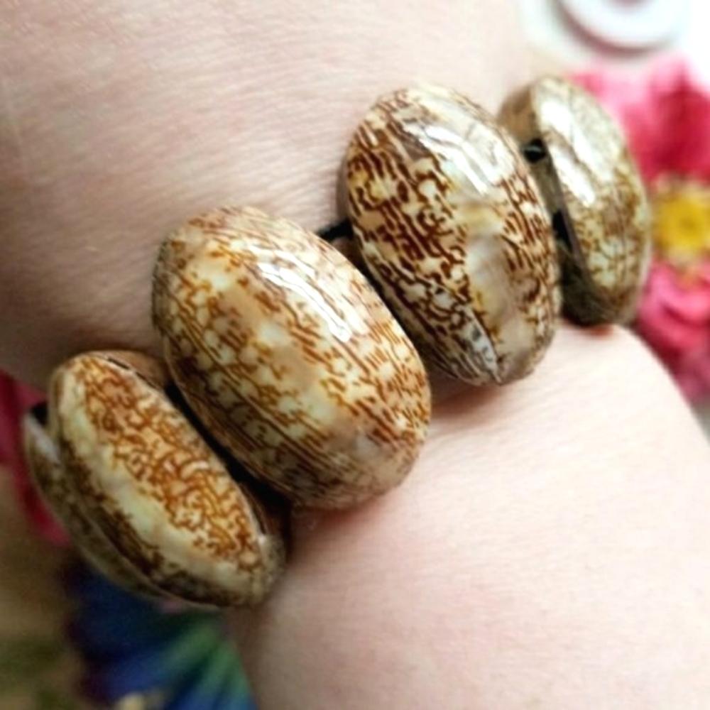 Bracelet brown shells and wood bracelet boho ocean beach mermaid mermaidcore
